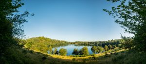 Blick auf das Weinfelder Maar bei Sonnenschein im Sommer